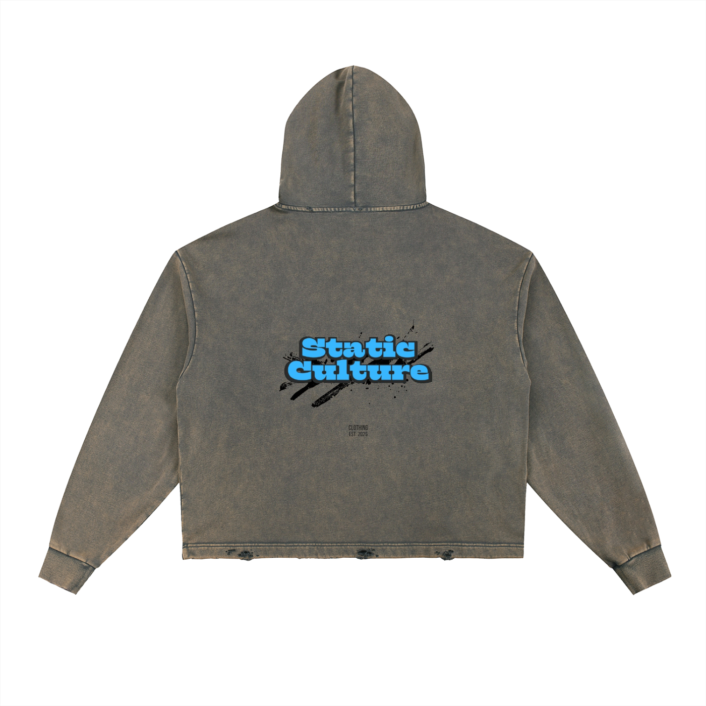 Vintage Washed Frayed-Hem Hoodie