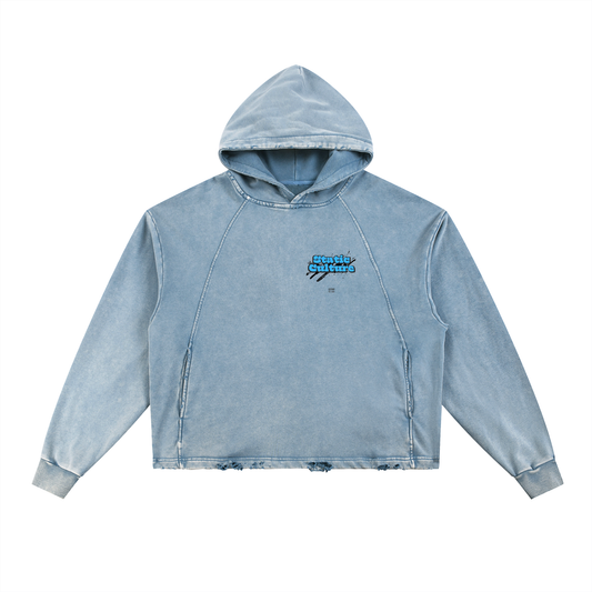 Vintage Washed Frayed-Hem Hoodie