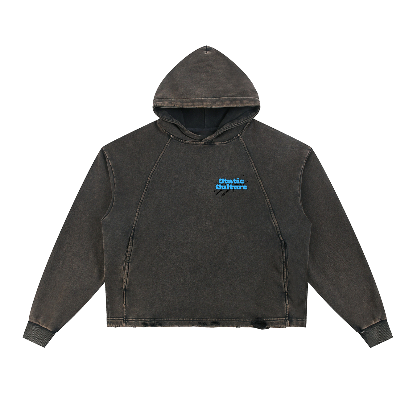 Vintage Washed Frayed-Hem Hoodie