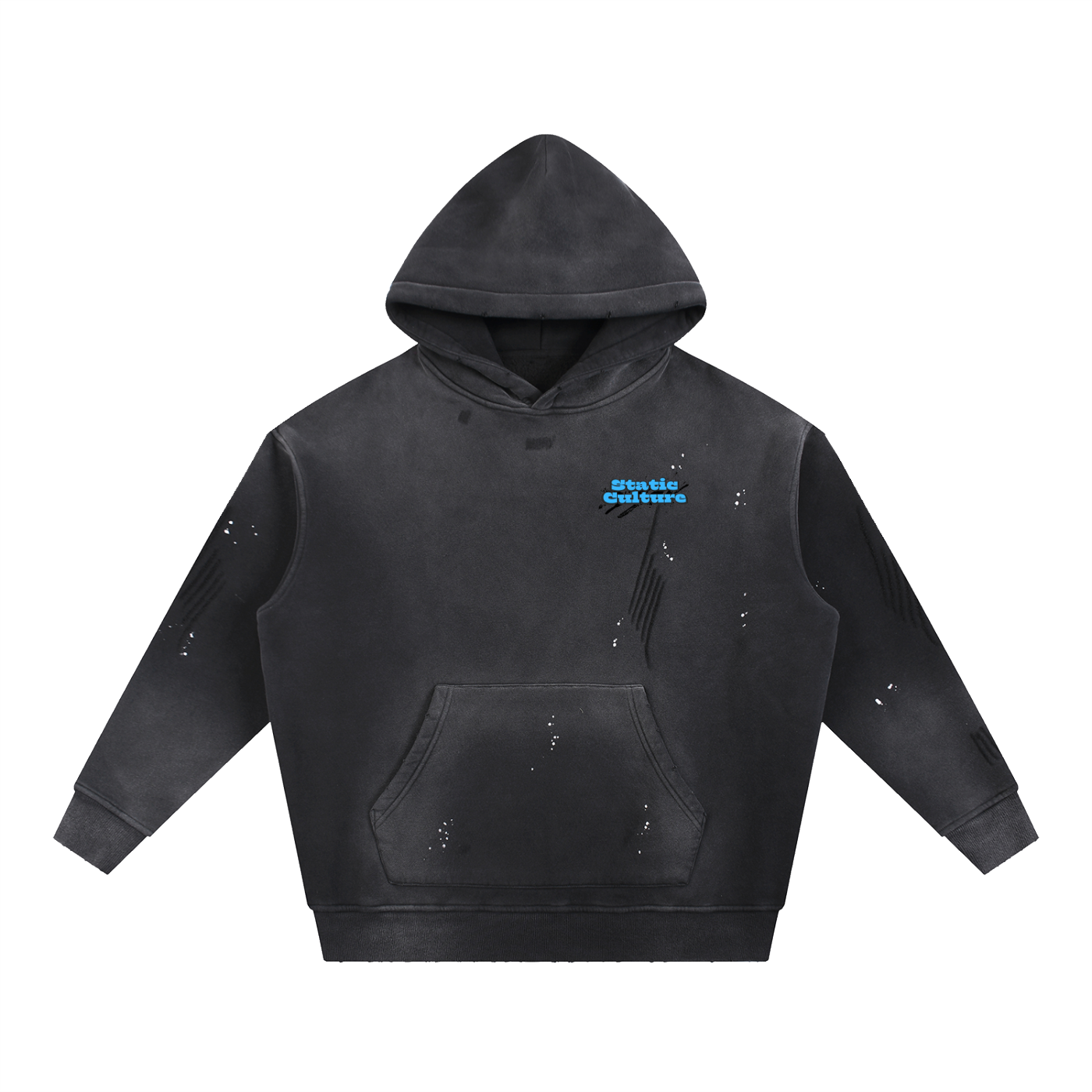 Vintage Washed Frayed Fleece Hoodie