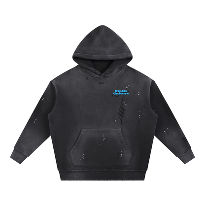 Vintage Washed Frayed Fleece Hoodie