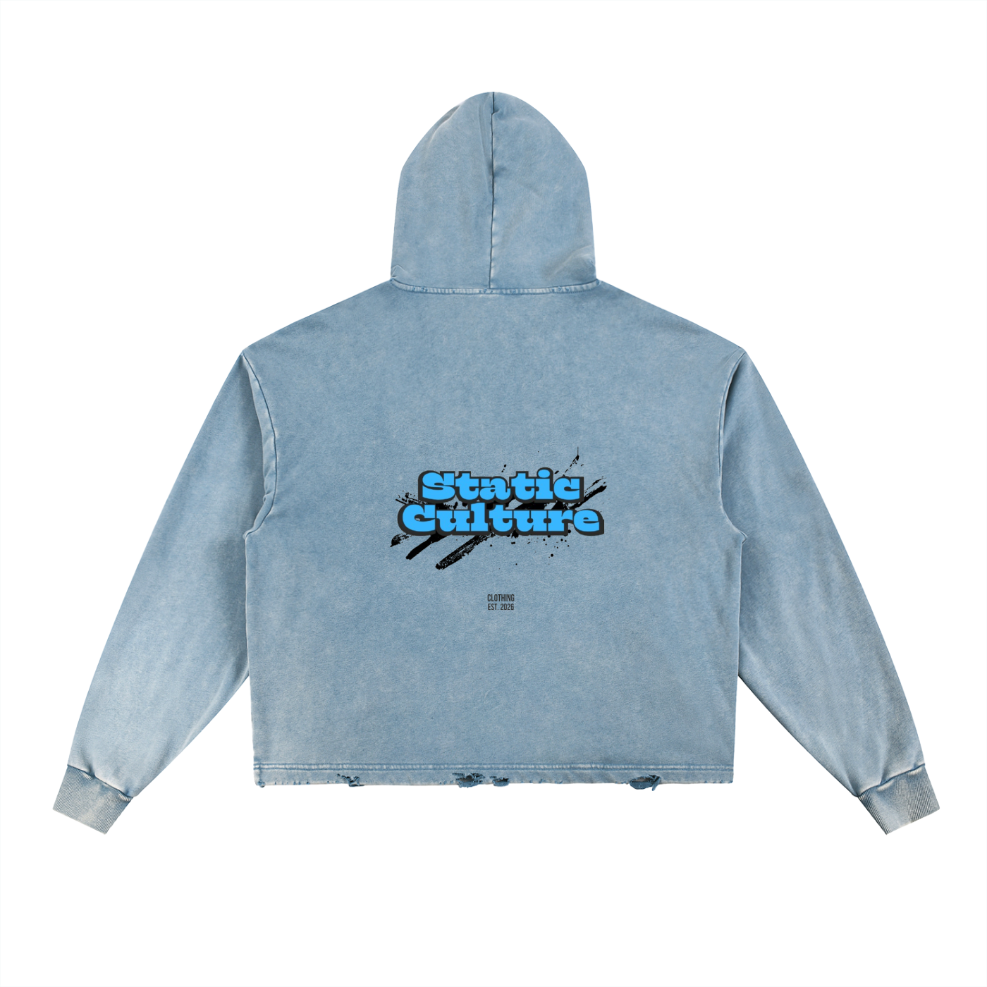 Vintage Washed Frayed-Hem Hoodie