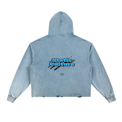 Vintage Washed Frayed-Hem Hoodie