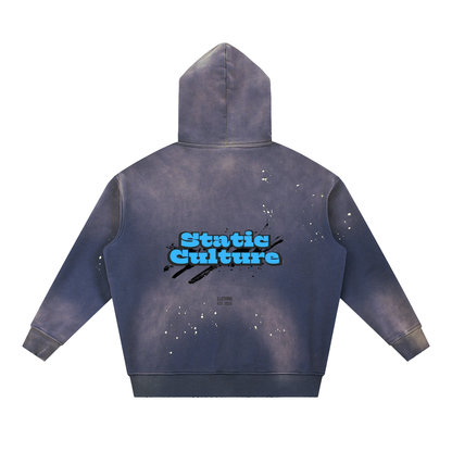 Vintage Washed Frayed Fleece Hoodie