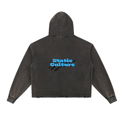 Vintage Washed Frayed-Hem Hoodie