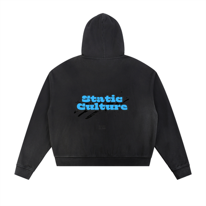 Sun Fade Frayed Fleece Zip Hoodie