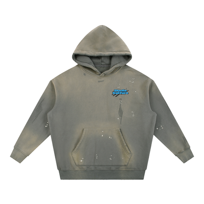 Vintage Washed Frayed Fleece Hoodie