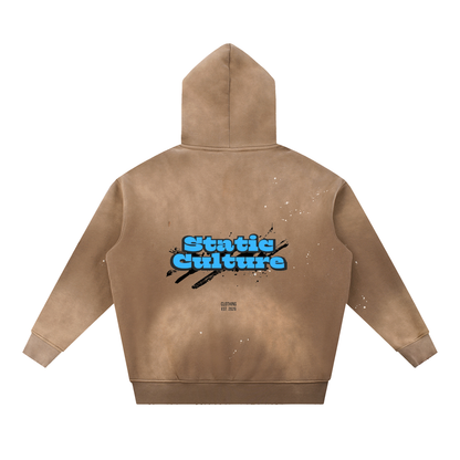 Vintage Washed Frayed Fleece Hoodie