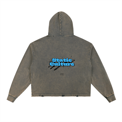 Vintage Washed Frayed-Hem Hoodie